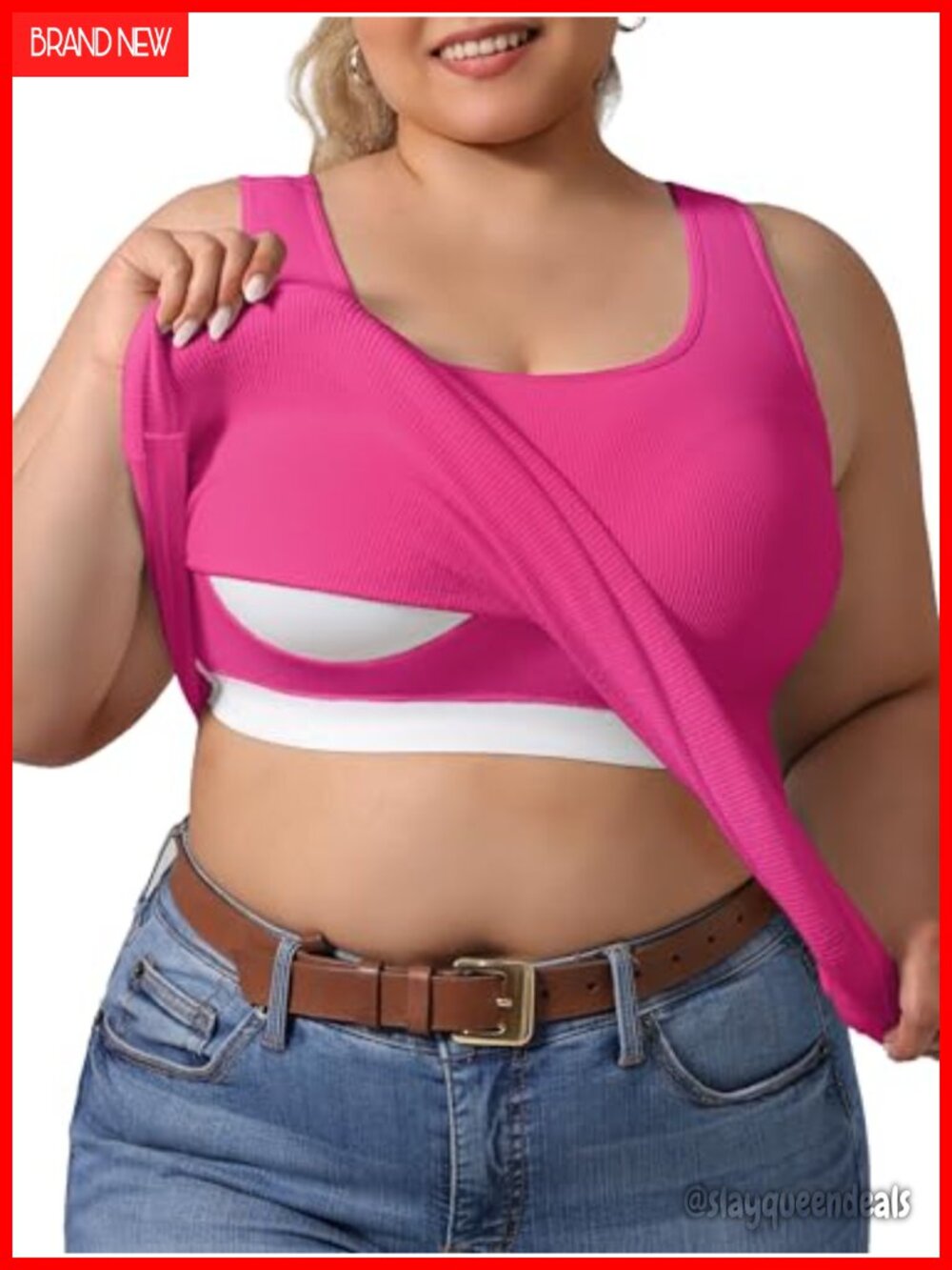 Plus Size Tank Top with Built-in Bra Padded Racerback U-Back Activewear